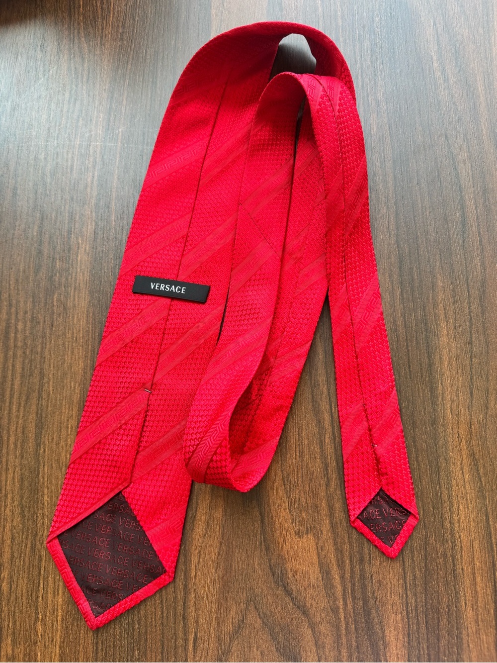 Versace Bright Red Textured Men's Tie